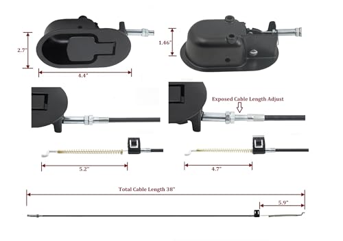 Universal Metal Recliner Release Handle with Cable (4.7-5.2 Inch Exposed)