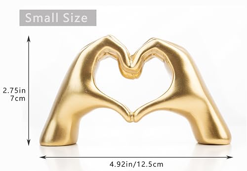 Gold Heart Hands Sculpture - Modern Resin Love Gesture Statue Decor