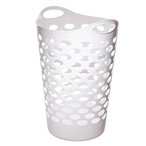 Tall Plastic Laundry Hamper with Handles - Durable Round Storage Basket