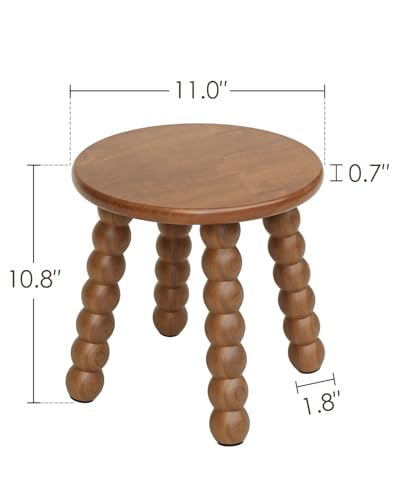 11-Inch Solid Wood Step Stool - Non-Slip Sturdy Foot Stool for Kids & Adults