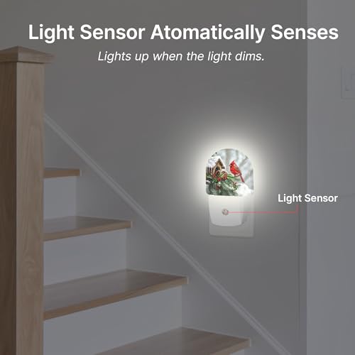 Axxitude Cardinal Christmas Night Light with Dusk to Dawn Sensor, Plug-In Bedroom & Home Decor