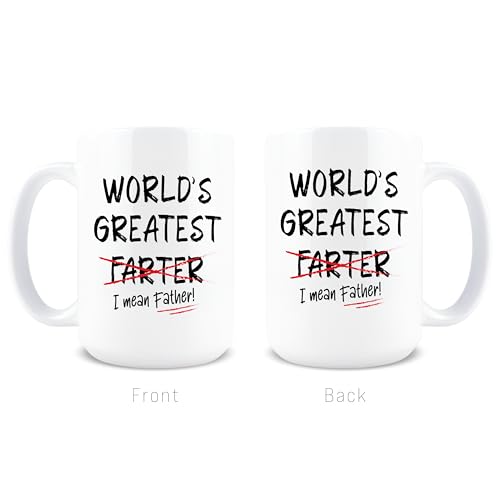 World's Greatest Farter Dad Mug 15oz - Funny Father's Day Coffee Cup, Gag Gift