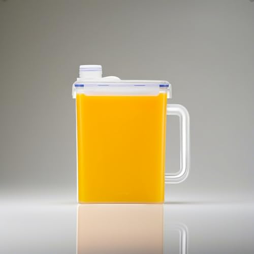 Clear Plastic Water Pitcher with Lid - 1 Gallon BPA-Free Fridge Door Jug