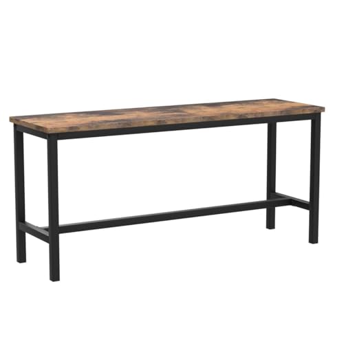 Industrial Dining Bench Set of 2, Rustic Wood and Steel Frame