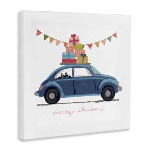 Christmas Cat Car 24x24 Canvas Wall Art - Stupell Industries (Siblings Variation: Christmas Cat Car / 24"L x 24"W)