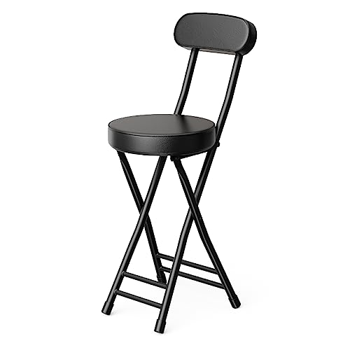 24-Inch Cushioned Folding Bar Stool, Heavy Duty Portable Counter Chair