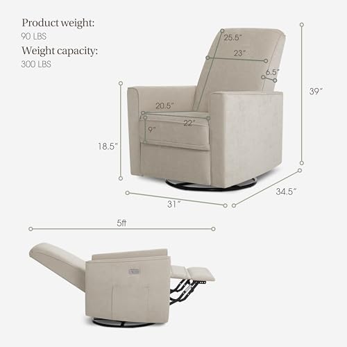 Upholstered Power Glider Recliner with USB Charging and 275° Swivel