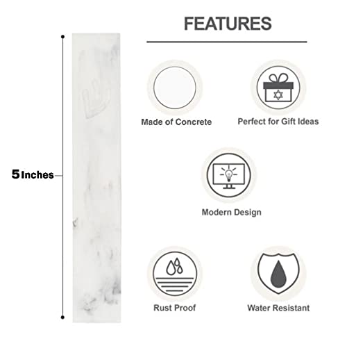 Modern Concrete Mezuzah Case for Door - 5-Inch Peel and Stick Design