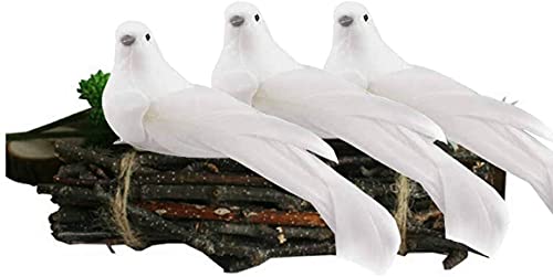 12 Pcs Artificial White Dove Ornaments with Clips for Christmas Trees