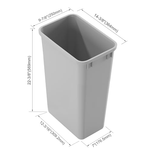 50L Plastic Wastebasket Trash Container - 13.2 Gallon Grey Bin