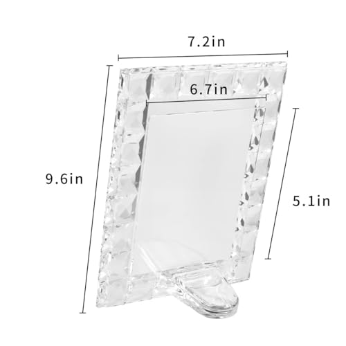 kitCom 5x7 Inch Crystal Photo Frame with Grid Diamond Craft - Keepsake Wedding Decor, Tabletop Display, Gift Box