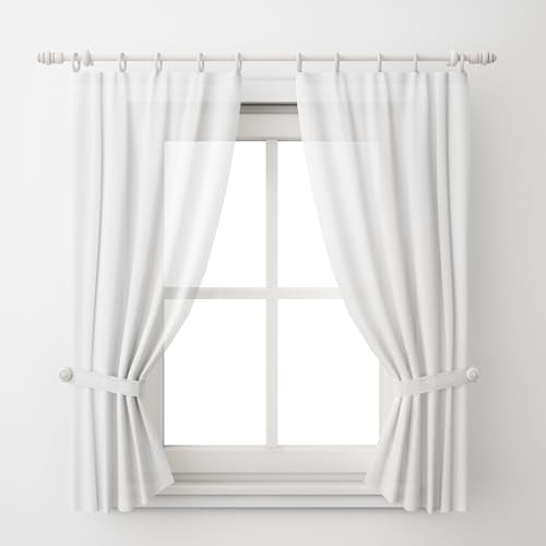 1.25 Inch Curtain Rings with Clips - Set of 14 White Metal Drapery Hooks