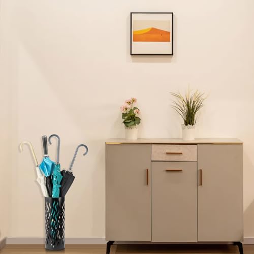 Modern Metal Umbrella Stand - Freestanding Entryway Storage Rack, Black