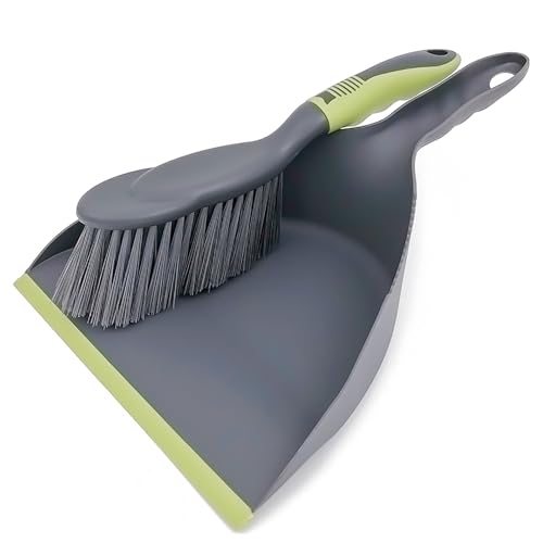 Small Handheld Dustpan and Brush Set with Self-Cleaning Scraper Teeth