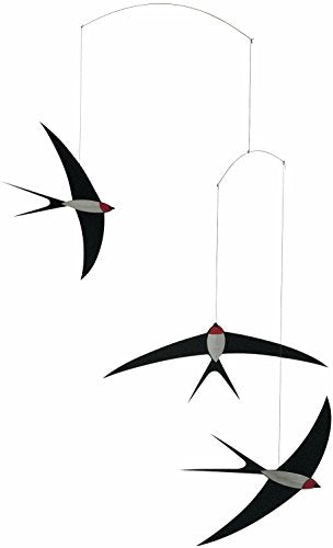 3 Swallow Hanging Mobile - 20-Inch Handmade Danish Art Decoration