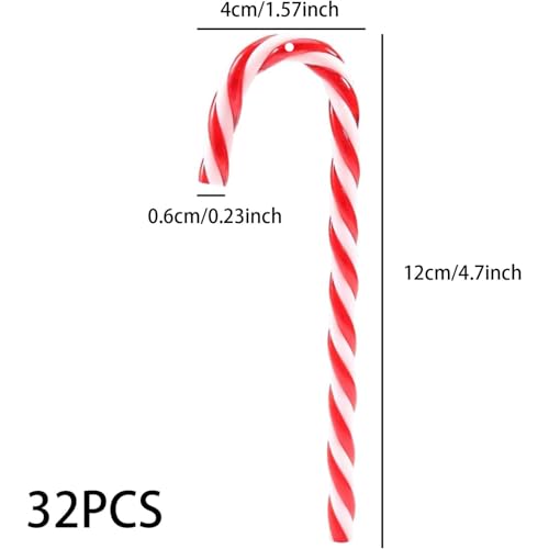 Baiinjiene 32pcs Red & White Candy Cane Ornaments, 12cm Christmas Tree Decorations