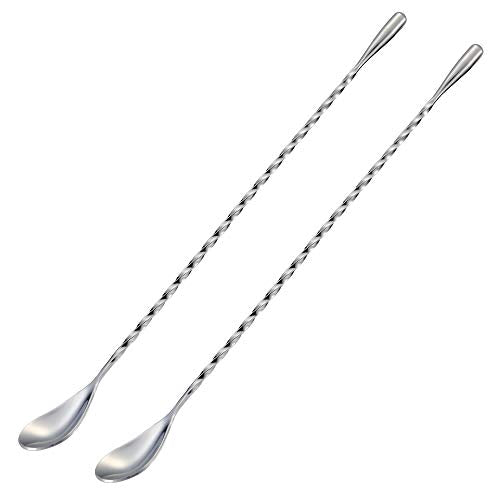 12-Inch Stainless Steel Bar Spoons, Long Handle Cocktail Stirrers (Set of 2)