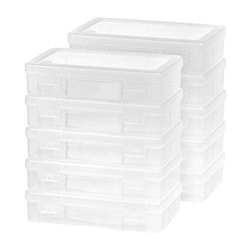 Clear Plastic Storage Box Organizers with Snap Lids 10-Pack Medium