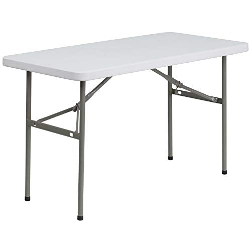 Flash Furniture 4-Foot Granite White Plastic Folding Table - Indoor/Outdoor Event Table