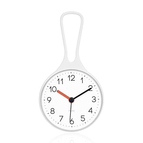 Waterproof Shower Clock with Suction Cup, Non-Ticking Bathroom Wall Clock
