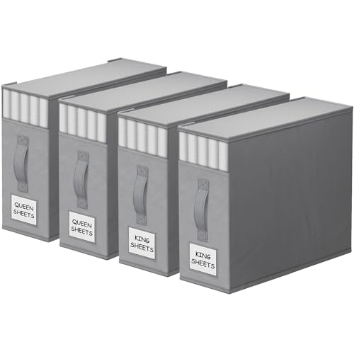 Foldable Bed Sheet Closet Organizers and Storage Cubes 4 Pack