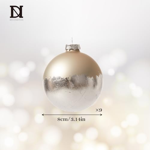 DN Deconation Matte Silver Christmas Ornaments Set of 9 - Glass Ball Decor, 3.14"