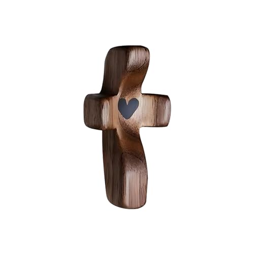 Handheld Wooden Prayer Cross - Walnut Pocket Cross for Meditation & Comfort