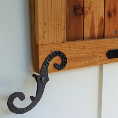 Pair of Exterior Shutter Holdbacks with Hardware - Iron, Black Finish