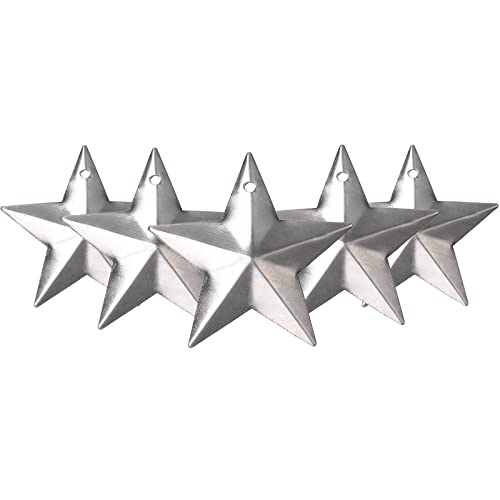 Hotop 50 Pieces Silver Metal Barn Star 1.18 Inch 3D Rustic Holiday Decor