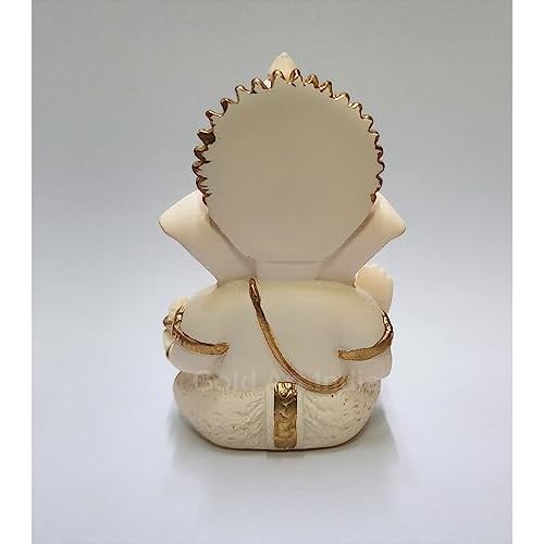 Peach Ivory Finish Ganesha Idol Car Dashboard IdolGanesha Murti Ganpati Idol for Home Decor Puja Lord Ganesh Statue Gift for Office Desk Puja Room Figurine