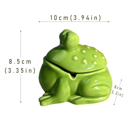 Ceramic Frog Ashtray with Lid - Windproof Decorative Ash Tray for Home