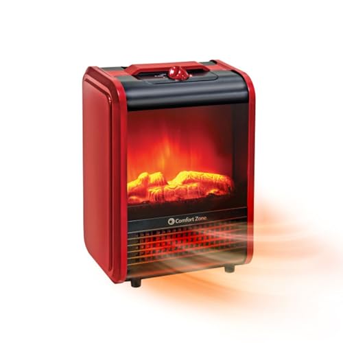 Electric Mini Fireplace Space Heater with 3D Flame and Safety Tip-Over Switch