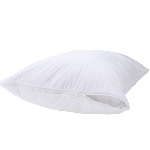 Waterproof Pillow Protectors, Zippered Bamboo Terry, Standard 20x26, 2 Pack