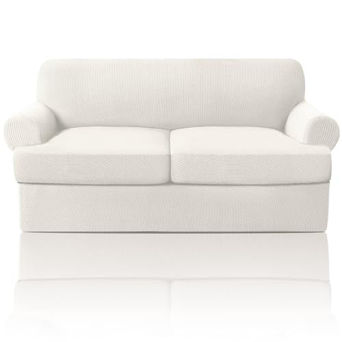 Stretch Loveseat Slipcover - 3 Piece T Cushion Sofa Cover for 55-76" Couches