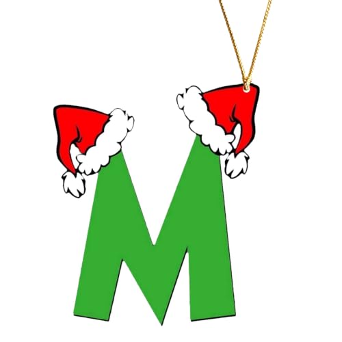 Personalized Christmas Ornament 2026 – Flat Santa Hat Green Letter Design M (Yanlisenti)
