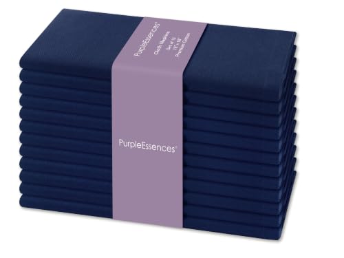 100% Cotton Dinner Napkins 18x18 Inch, Set of 12, Navy Blue Table Linens