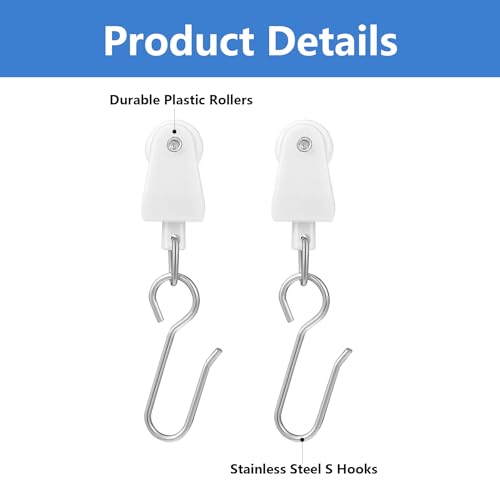 60-Piece Heavy Duty Ceiling Curtain Track Roller and S-Hook Set