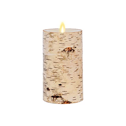 Luminara Birch Bark Flameless LED Candle 3.5x6.5 Inch with Moving Flame & Timer