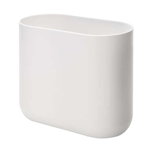 Slim Plastic Bathroom Trash Can, Small 1.9 Gallon Wastebasket, White