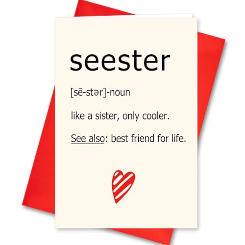 Seester Definition Card for Sister Gifts - Funny Sister Birthday & Christmas Card S2