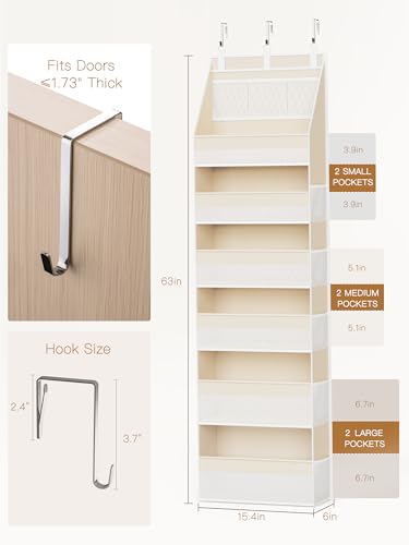 Criusia Over the Door Organizer 6-Shelf Hanging Closet Storage Beige