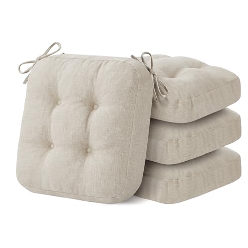 Memory Foam Dining Chair Cushions, Non-Slip Seat Pads with Ties, Set of 4