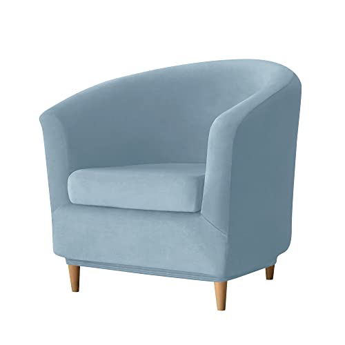 2-Piece Velvet Chair Slipcover Set for Barrel Chairs - Baby Blue