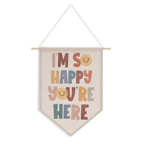 Boho Welcome Wall Banner - Linen Pennant Flag for Classroom & Nursery