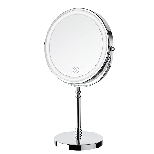 DEIOVWXS Makeup Mirror, Rechargeable Vanity Mirror with 3 Lights,