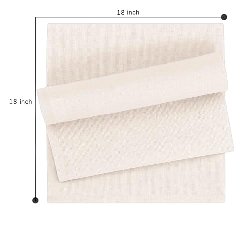 Linen Cotton Blend Cloth Napkins Set of 12 - 18x18 Inch Ivory Table Napkins