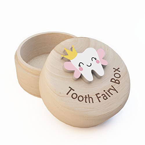 Tooth Fairy Wooden Keepsake Box - Lost Tooth Storage Box for Kids