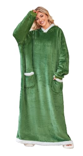 Oversized Wearable Blanket Hoodie, 5FT Sherpa Fleece Cozy Warm Throw