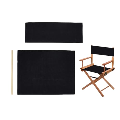 Director Chair Replacement Canvas Kit - Black Seat and Backrest Set