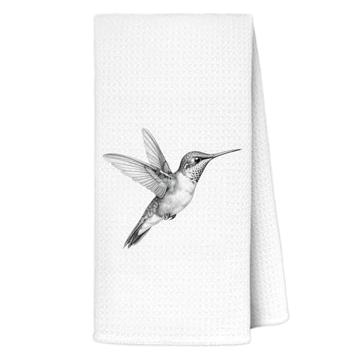 Hummingbird Kitchen Towels 16x24 Inch - Black and White Bird House Dish Tea Towel - Variation of THIS listing